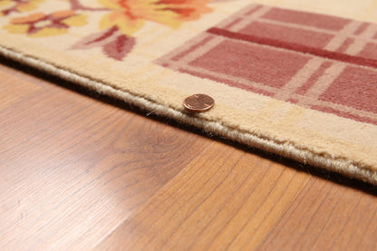 6' x 9' Floral Transitional Area rug Hand Knotted 100% Wool Beige