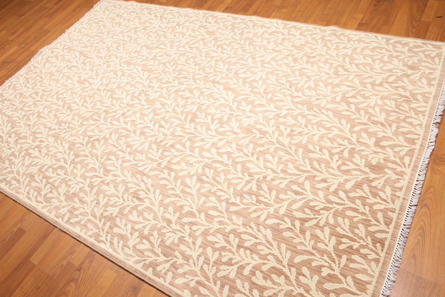 6' x 9' Botanical Hand Knotted Area Rug 100% Wool Taupe