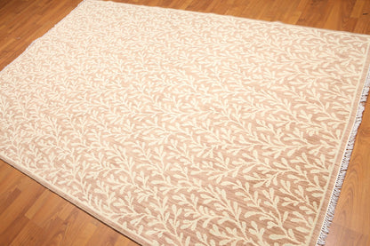 6' x 9' Botanical Hand Knotted Area Rug 100% Wool Taupe