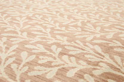 6' x 9' Botanical Hand Knotted Area Rug 100% Wool Taupe