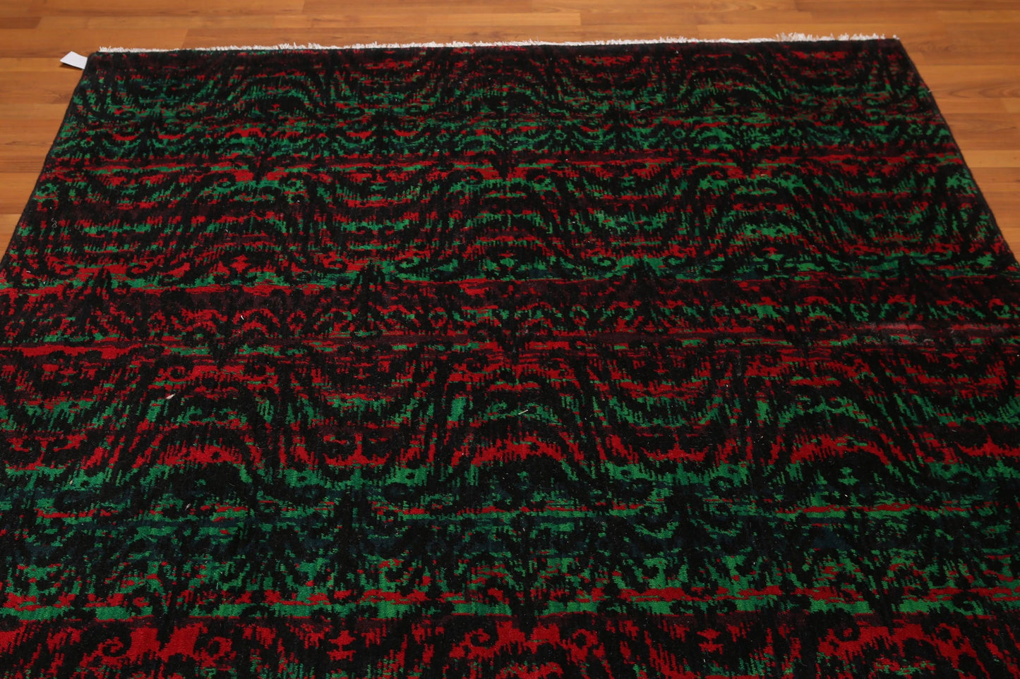 6' x 9' Modern Graphic Area Rug Hand Knotted 100% Wool Green
