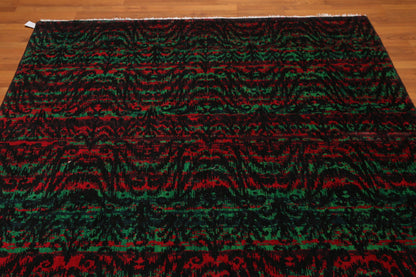 6' x 9' Modern Graphic Area Rug Hand Knotted 100% Wool Green
