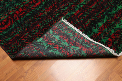 6' x 9' Modern Graphic Area Rug Hand Knotted 100% Wool Green