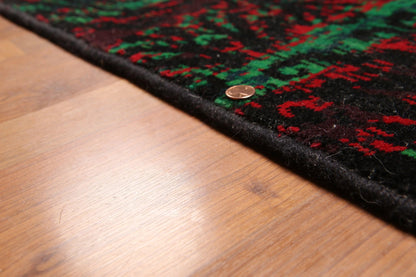 6' x 9' Modern Graphic Area Rug Hand Knotted 100% Wool Green