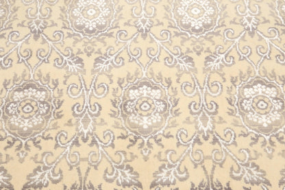 6' x 9' Hand Knotted Damask Area Rug Wool & Bamboo Silk Beige