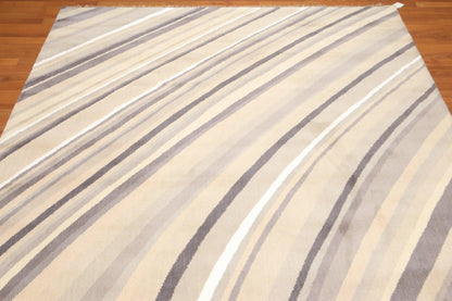 6' x 9' Hand Knotted Designer Area Rug Wool & Bamboo Silk Beige