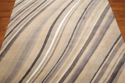 6' x 9' Hand Knotted Designer Area Rug Wool & Bamboo Silk Beige