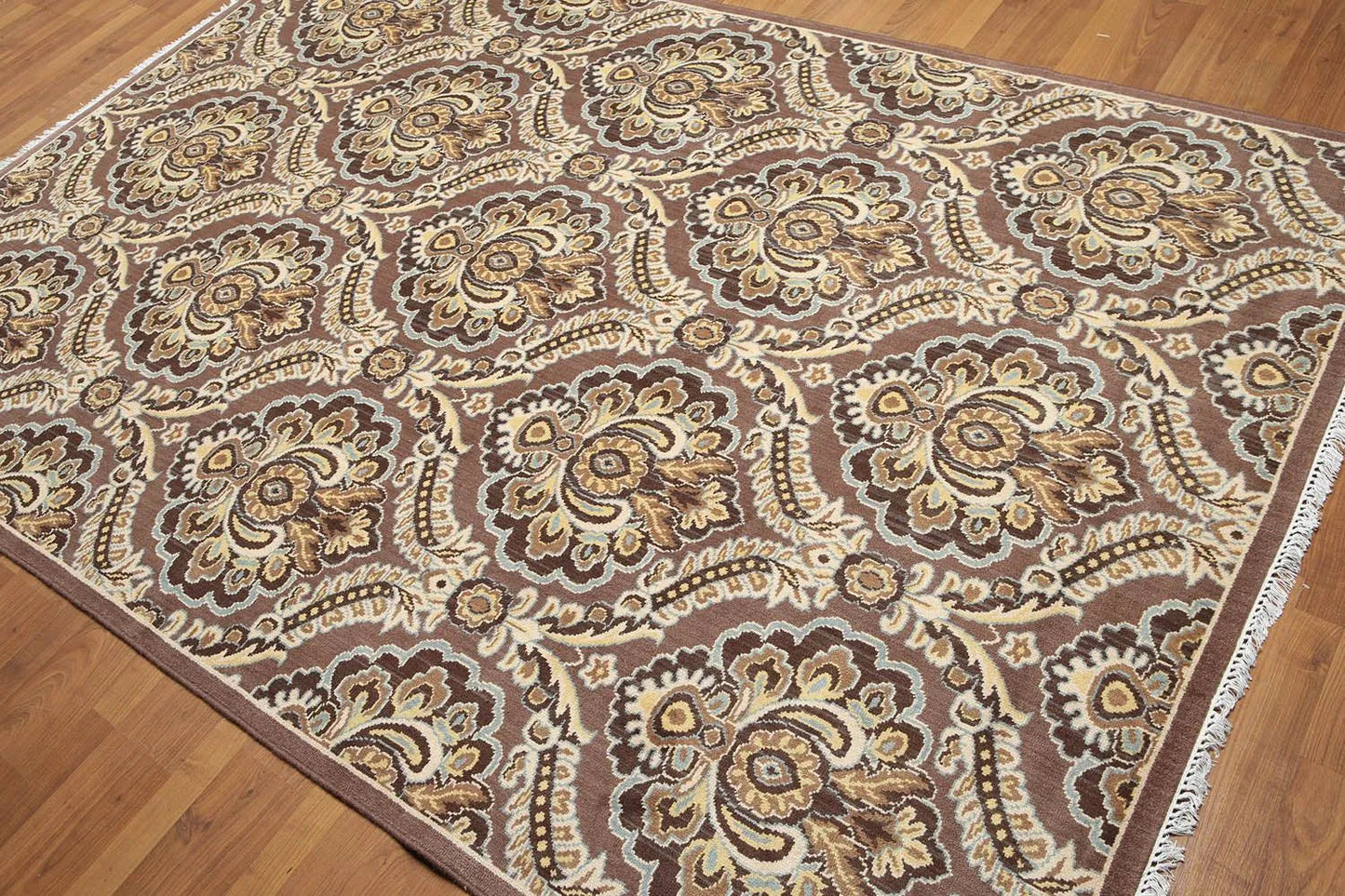 6x9 Brown, Beige Hand knotted Transitional Wool Oriental Area Rug