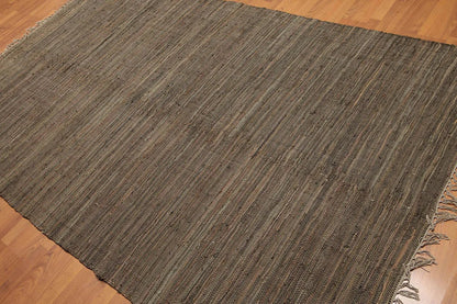 6x9 Tone on Tone Leather Flat Pile Modern & Contemporary Oriental Area Rug
