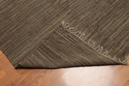 6x9 Tone on Tone Leather Flat Pile Modern & Contemporary Oriental Area Rug