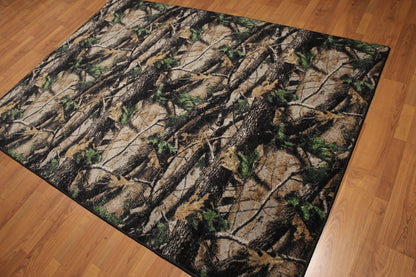 5'4"x7'8" Black, Green, Beige, Multi Color Machine Made Polypropylene Indonesian High Density Hand Carved Effect Modern Oriental Rug