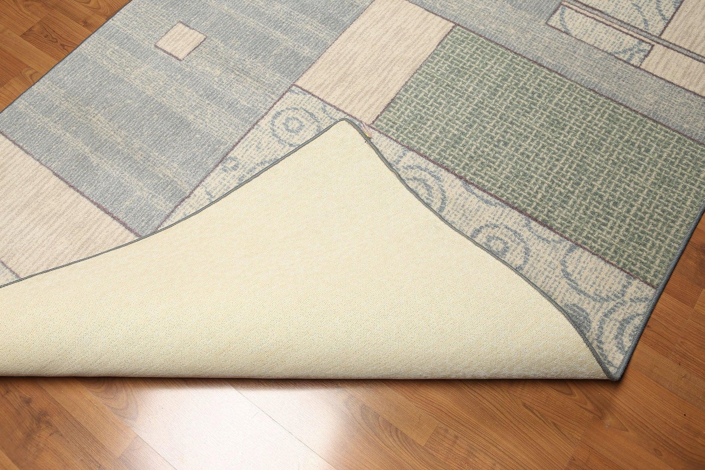 5'4"x7'8" Blue, Beige, Green, Multi Color Machine Made Polypropylene Indonesian High Density Hand Carved Effect Modern Oriental Rug With one edge damaged