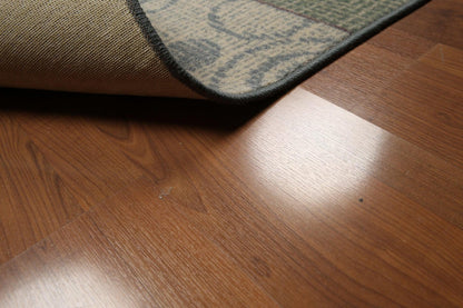 5'4"x7'8" Blue, Beige, Green, Multi Color Machine Made Polypropylene Indonesian High Density Hand Carved Effect Modern Oriental Rug With one edge damaged