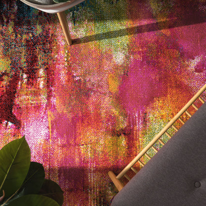 Colorful Area Rug Canvas Artful Design - Multicolor