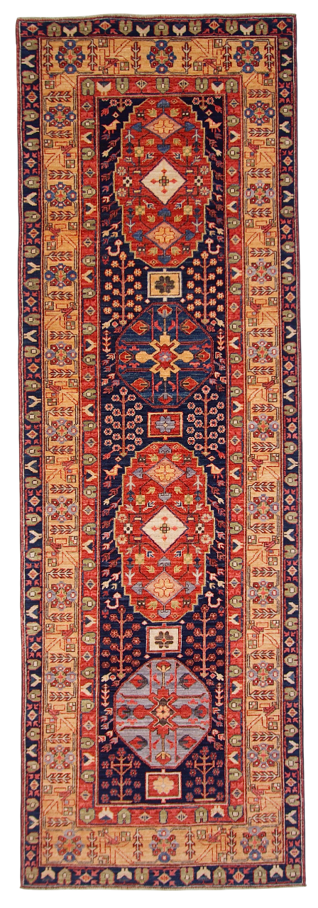 Heriz -nav/gld 3'03"x10' Runner