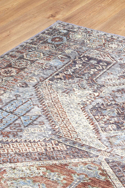 Le Grand Louvre Contemporary in Blue & Grey Rug