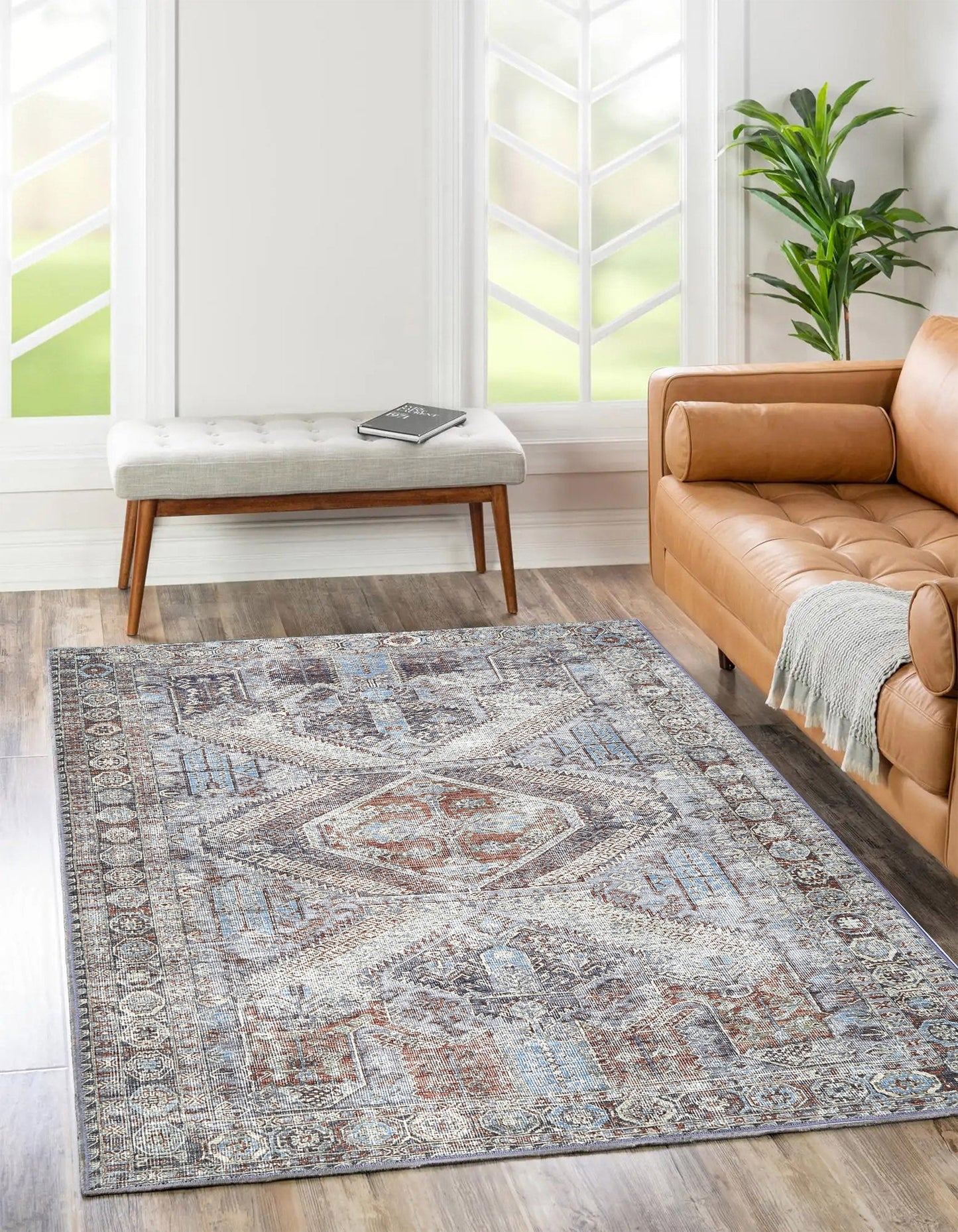 Le Grand Louvre Contemporary in Blue & Grey Rug