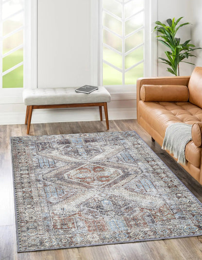 Le Grand Louvre Contemporary in Blue & Grey Rug