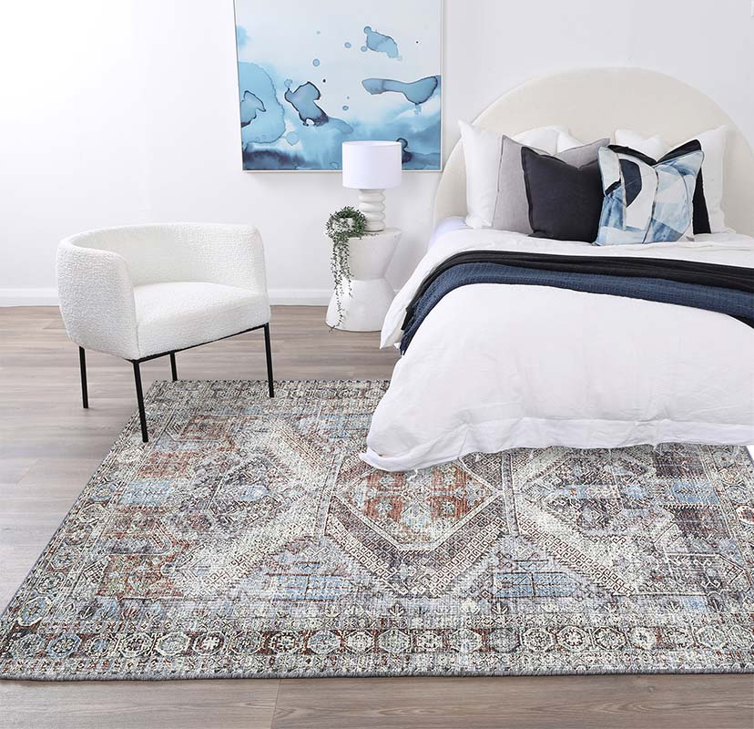 Le Grand Louvre Contemporary in Blue & Grey Rug