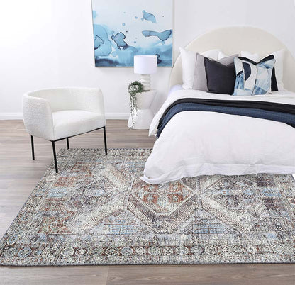 Le Grand Louvre Contemporary in Blue & Grey Rug