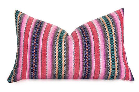 LIMITED 003 - Peruvian Stripe Pillow Cover - Pink and Green