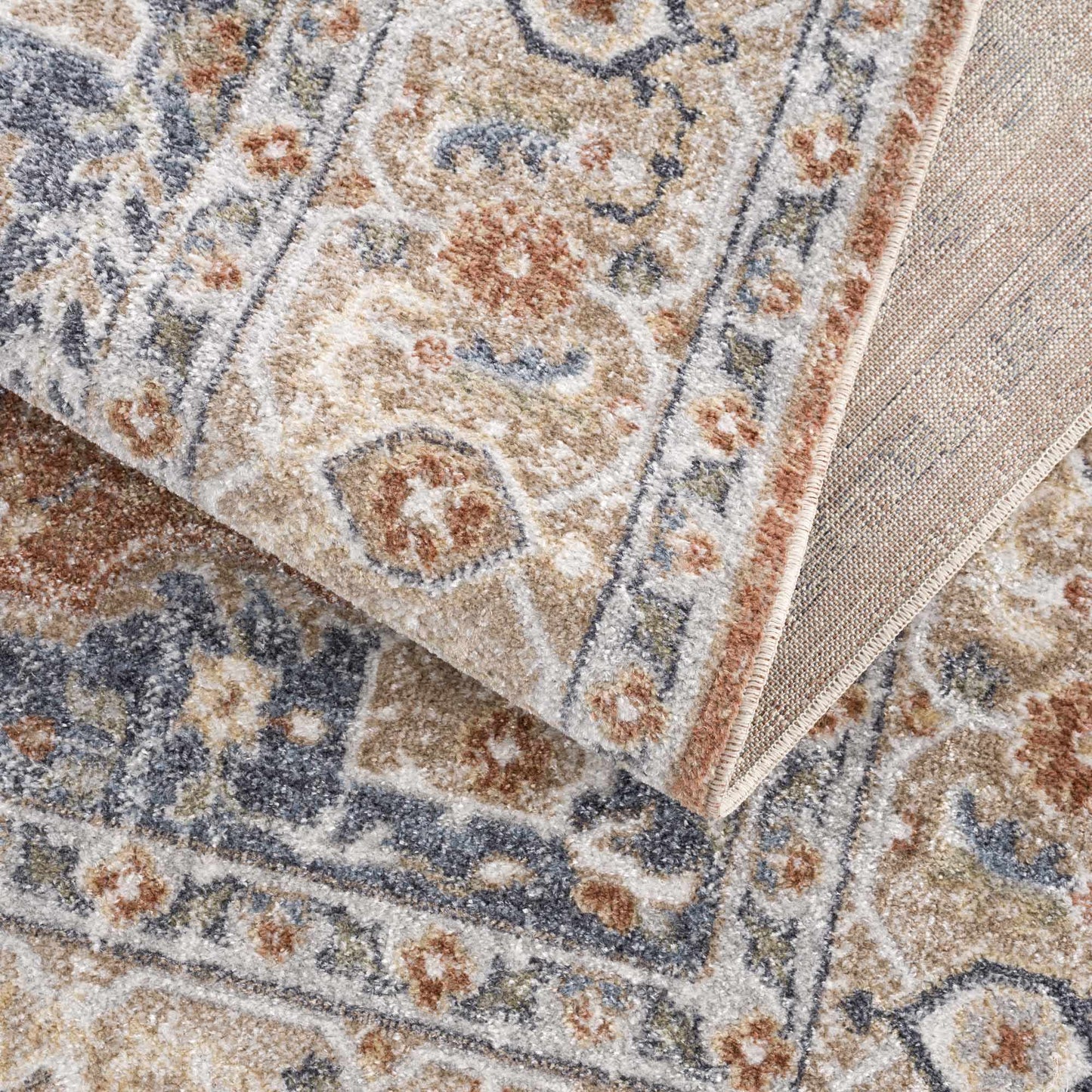 Gael Rust Flat Pile Washable Rug