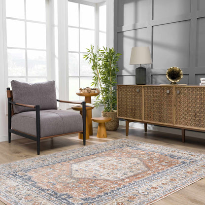 Gael Rust Flat Pile Washable Rug