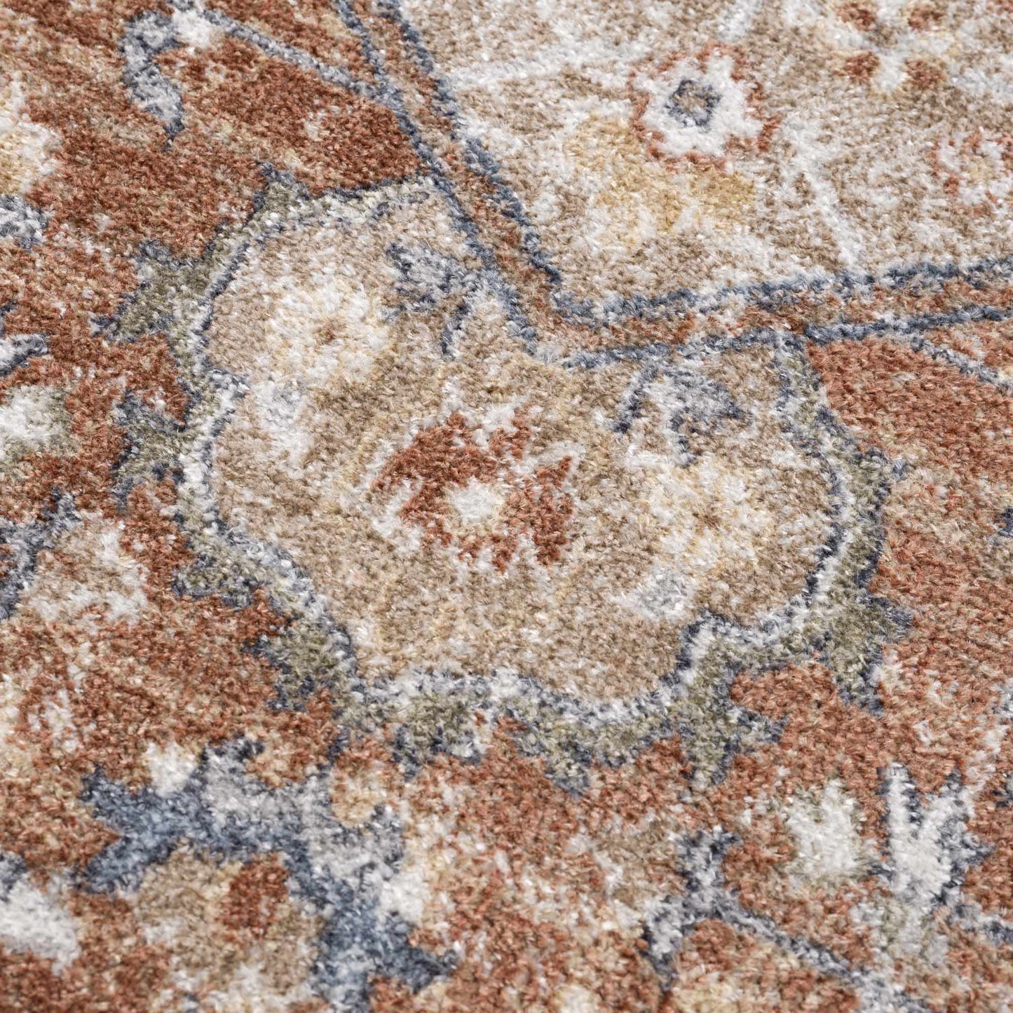 Gael Rust Flat Pile Washable Rug