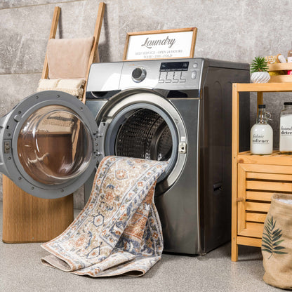 Gael Rust Flat Pile Washable Rug