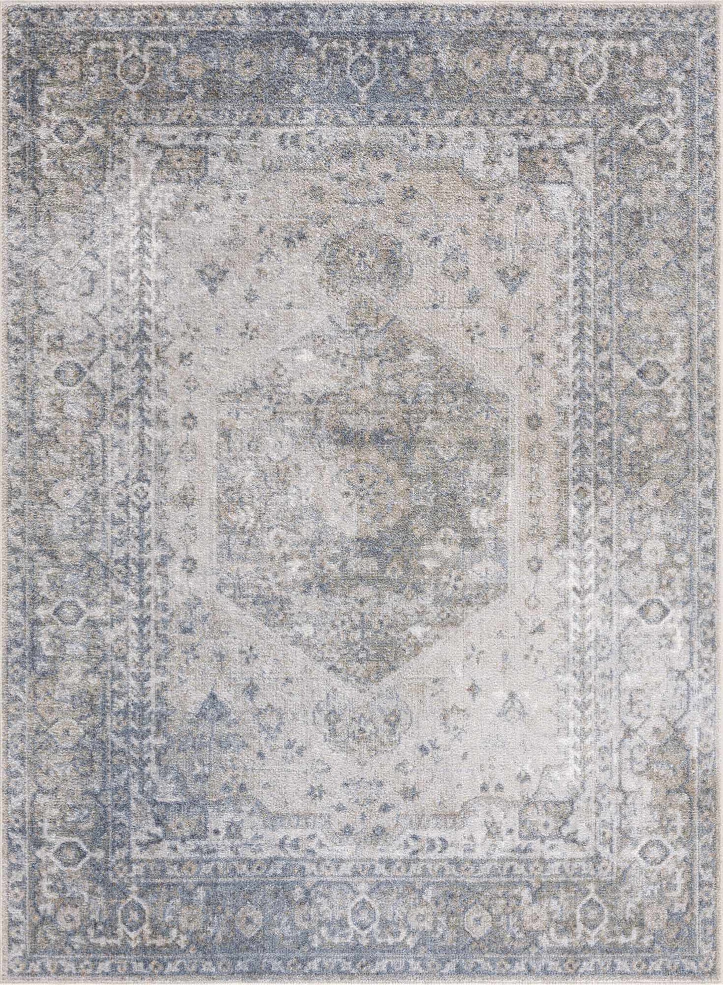 Gael Blue Flat Pile Washable Rug
