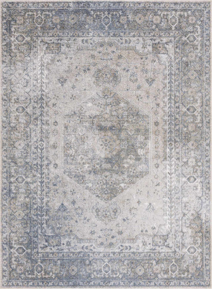 Gael Blue Flat Pile Washable Rug
