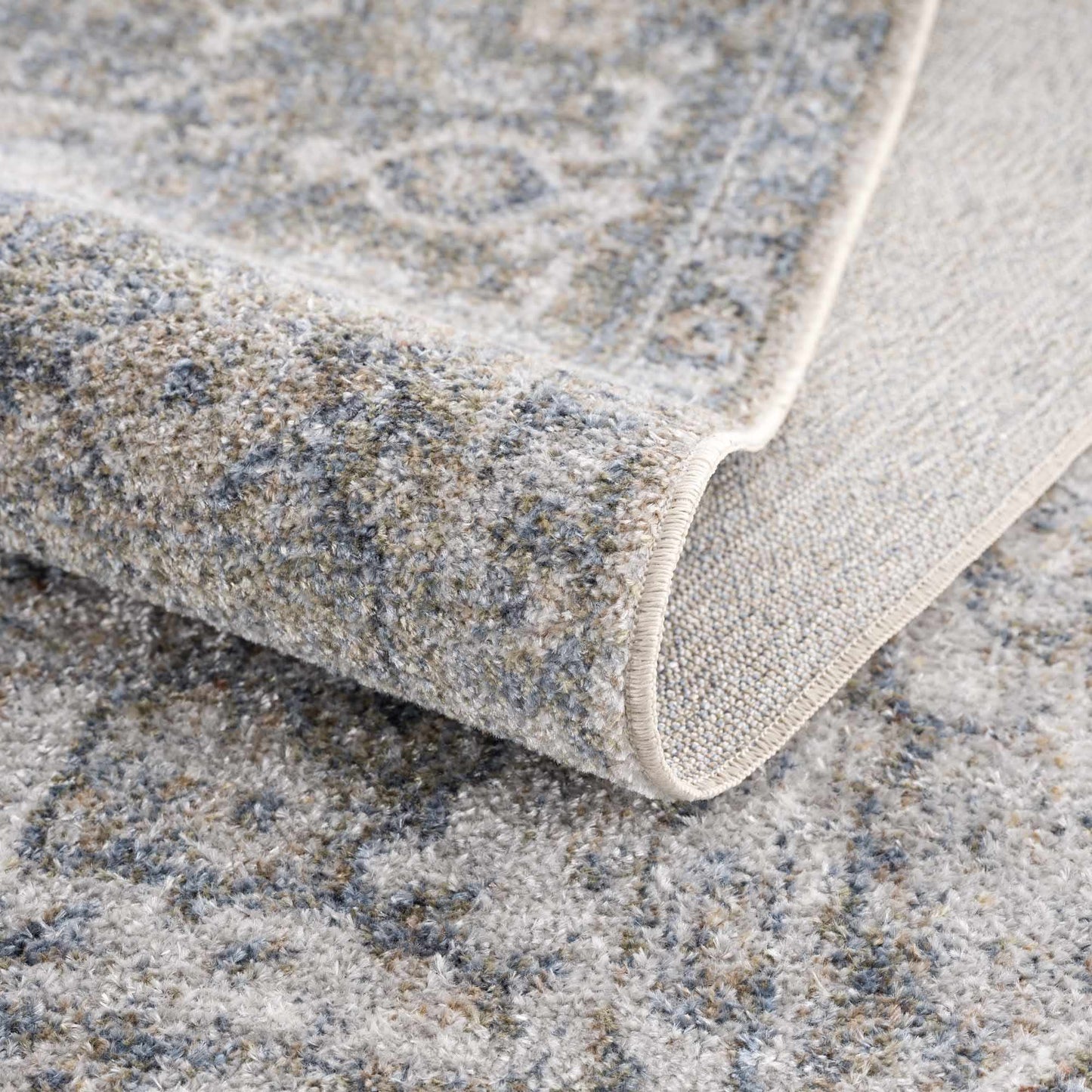 Gael Blue Flat Pile Washable Rug