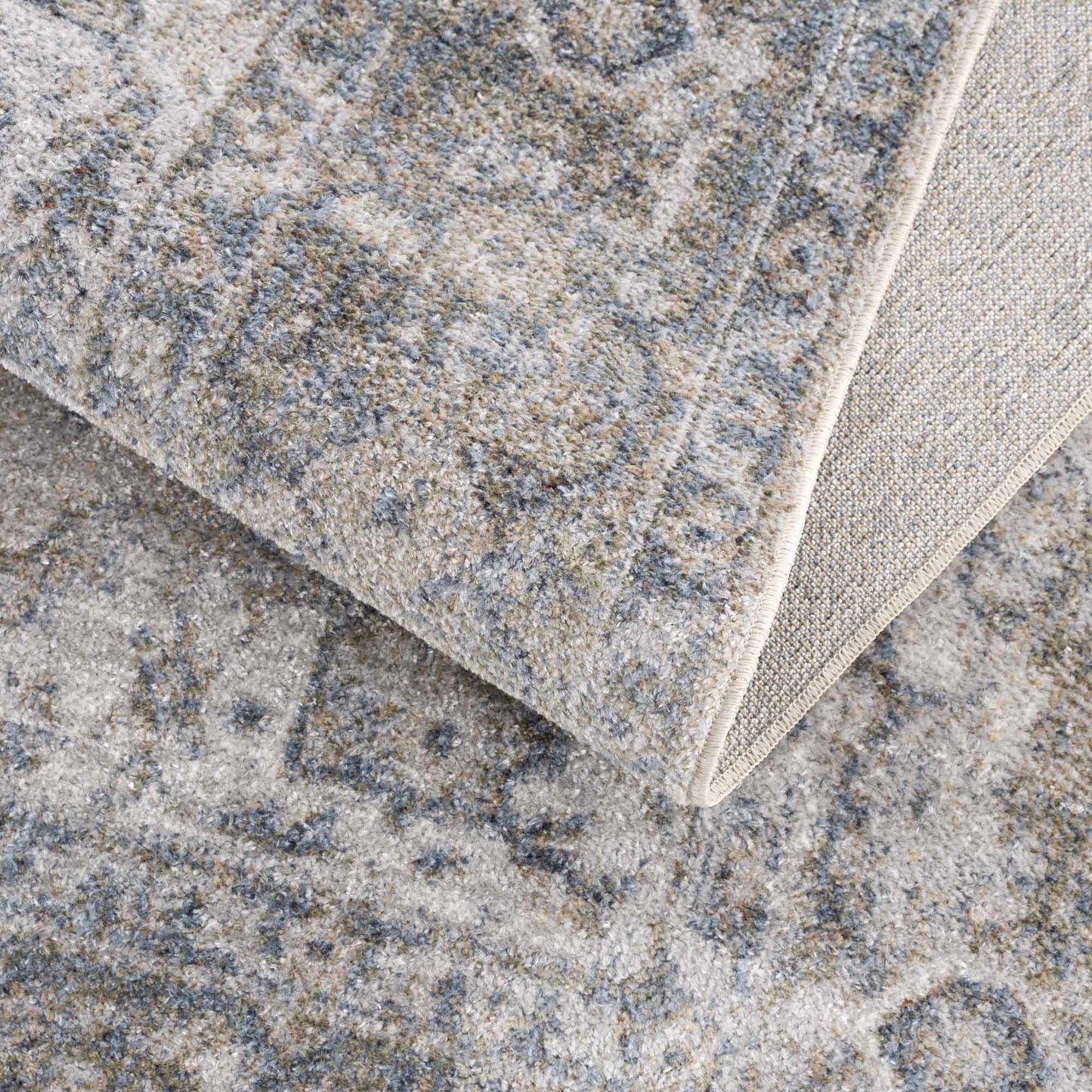 Gael Blue Flat Pile Washable Rug