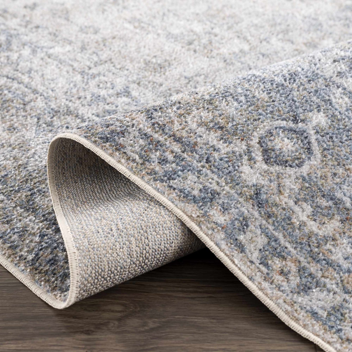 Gael Blue Flat Pile Washable Rug
