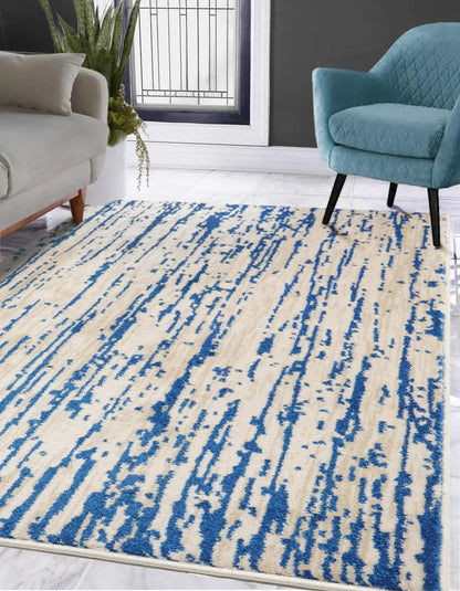 Multi Size Blue, Beige Machine Made Polypropylene Lisette Modern & Contemporary Oriental Area Rug