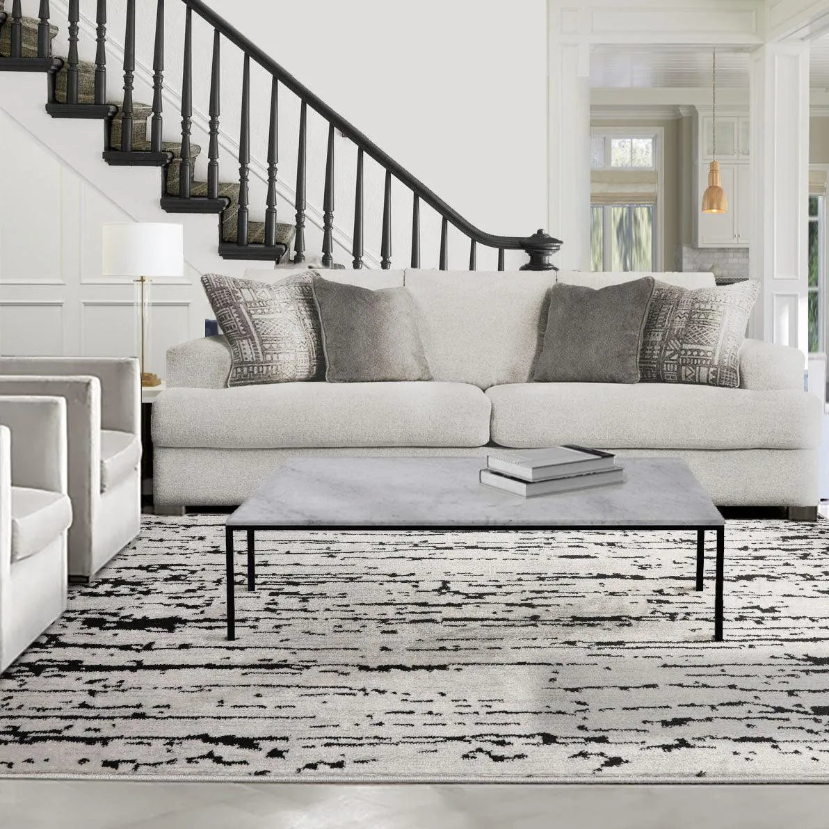 Multi Size Blue, Beige Machine Made Polypropylene Lisette Modern & Contemporary Oriental Area Rug