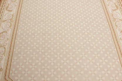 Hand Woven Aubusson 100% Wool Traditional Oriental Area Rug Beige 5'11" x 8'7"