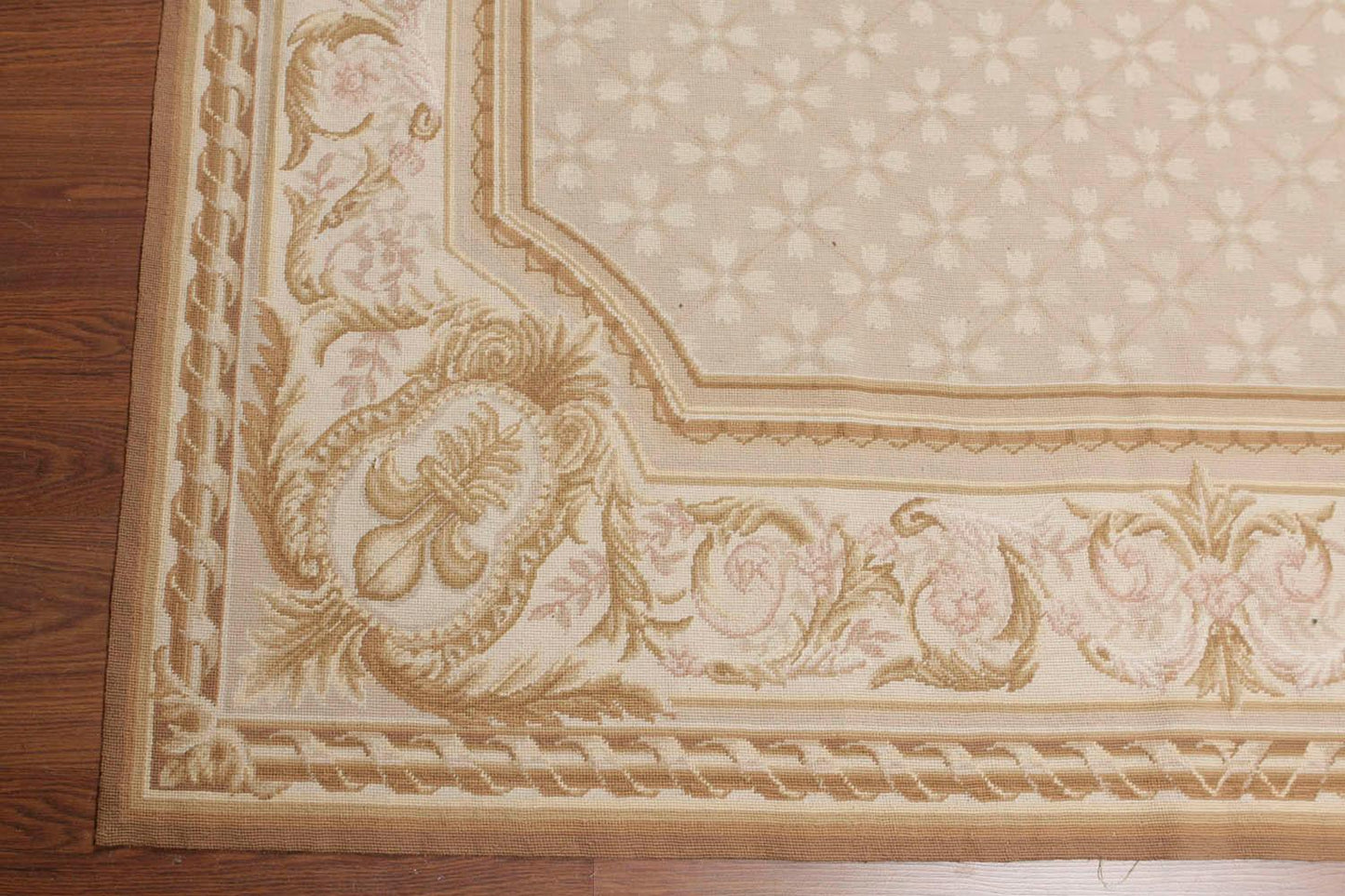 Hand Woven Aubusson 100% Wool Traditional Oriental Area Rug Beige 5'11" x 8'7"