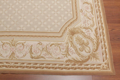 Hand Woven Aubusson 100% Wool Traditional Oriental Area Rug Beige 5'11" x 8'7"
