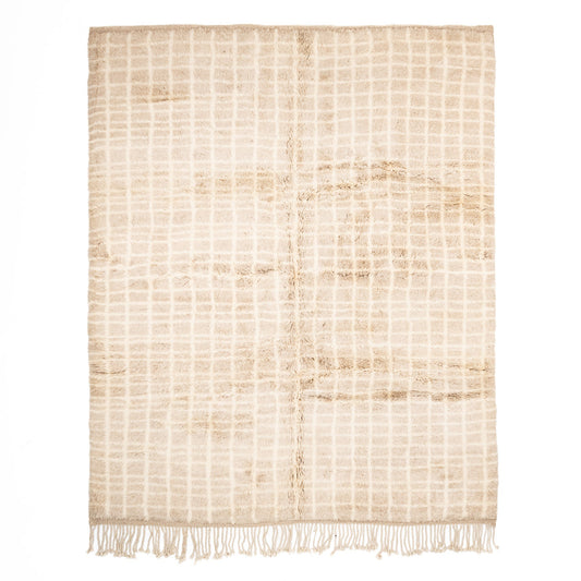 Sandy Gridlines - Luxury Shag Moroccan Rug
