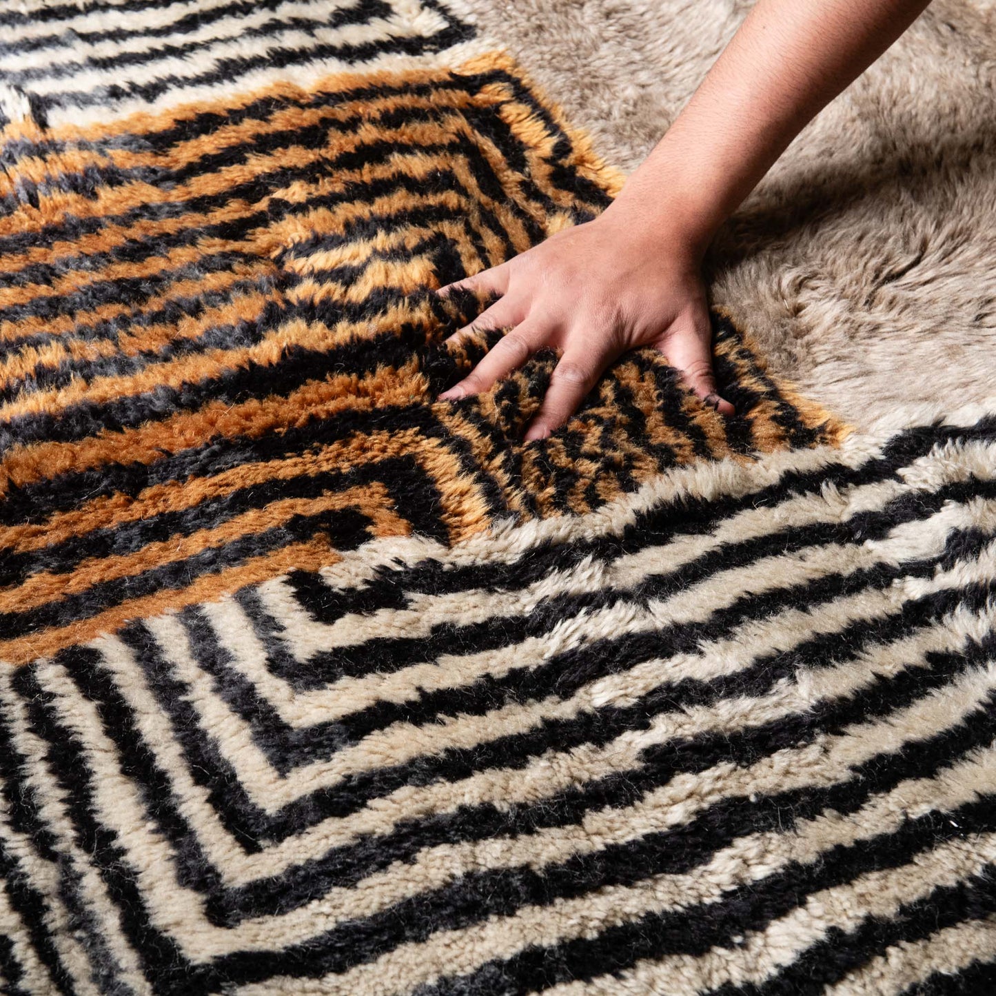 Crossing Lines - Luxury Shag Moroccan Rug