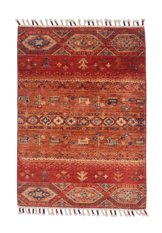 Afghan Khorjin-Gabbeh (2'00"x2'10") red/multicolor