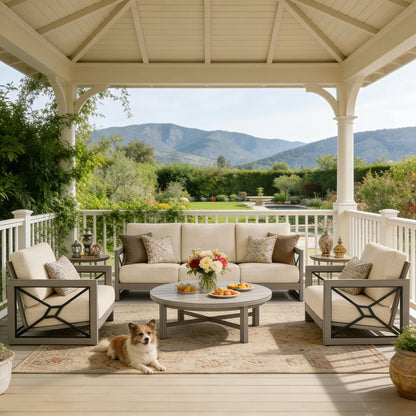 Marindo 4 Pieces Patio Conversation Sets With Round Coffee Table