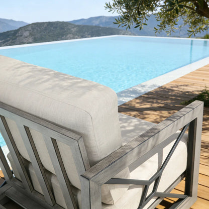 Marindo Modern Patio Swivel Furniture Set with Composite Concrete Coffee Table
