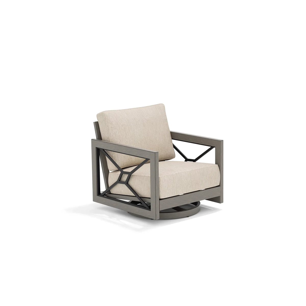 Marindo Modern Patio Swivel Furniture Set with Composite Concrete Coffee Table