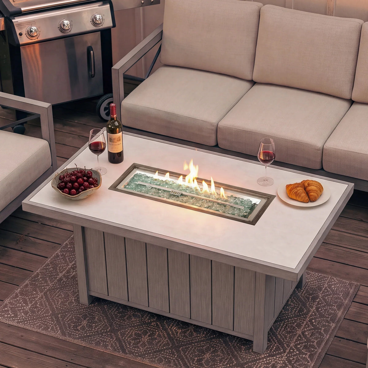 Marindo 7-Piece Aluminum Multi-Flex Fire Chat Suite with Ottomans