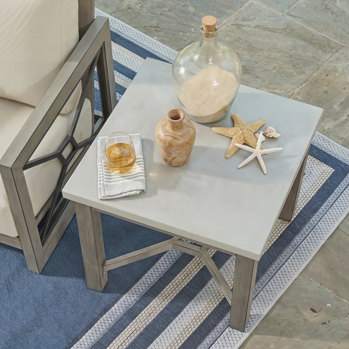 Marindo 5-Piece Backyard Lounge Seating Set with Composite Concrete Table
