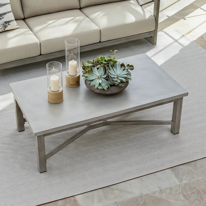 Marindo Modern Patio Swivel Furniture Set with Composite Concrete Coffee Table
