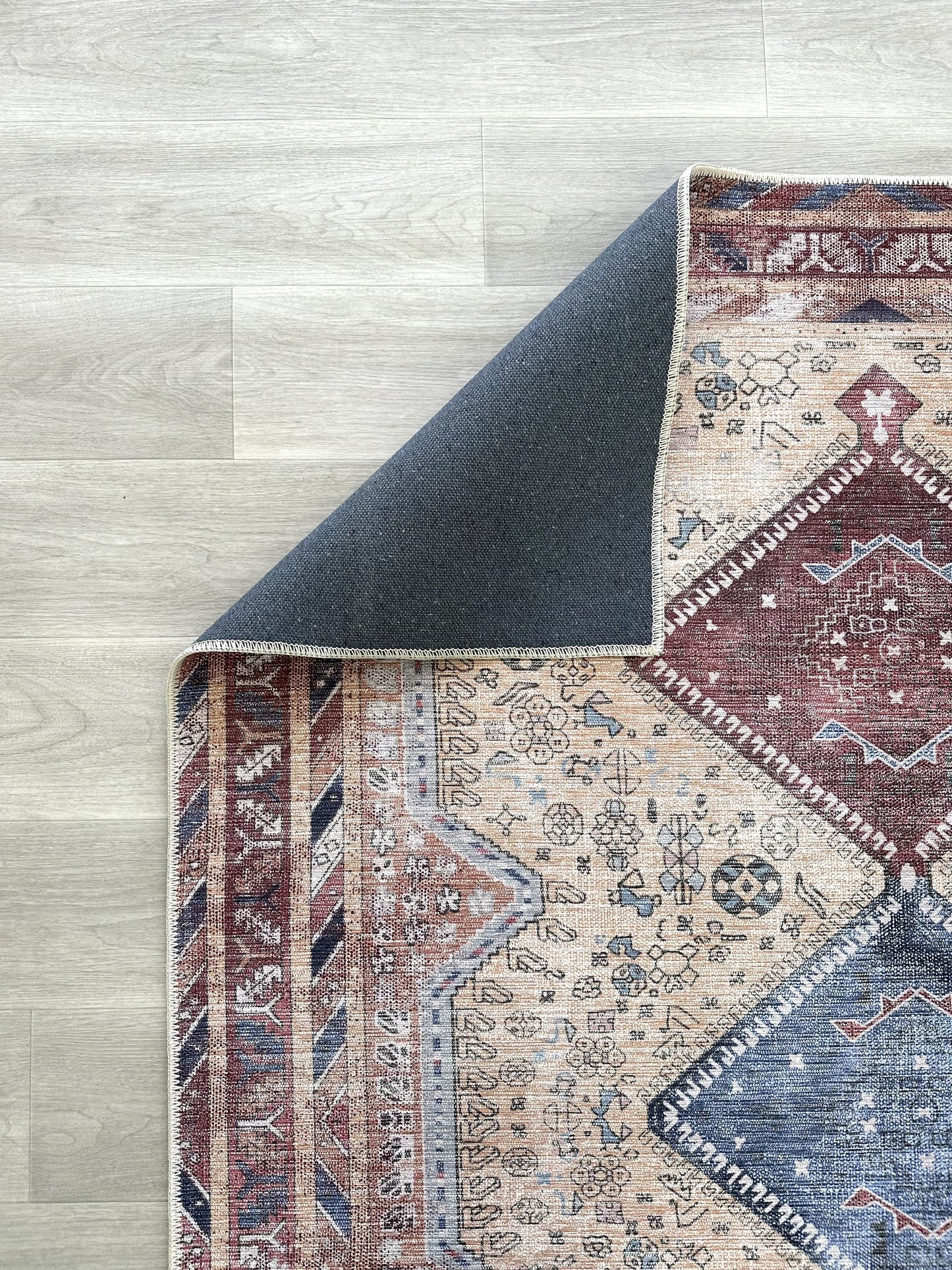 Azanna Terracotta Blue Beige Modern Turkish Rug