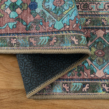 Navy Blue Boho Oushak Washable Rug